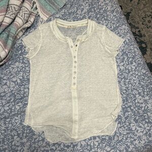 We The Free Soft White Button-Up Tee